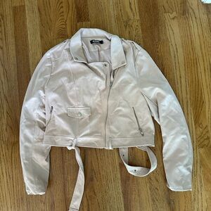Pale Pink Biker Jacket | Missguided